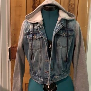 Short Denim Jacket with Hoodie